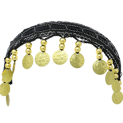 Headband whit gold coins black, adults