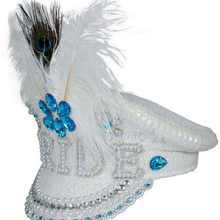 Bride captain hat with jewels feather, adults