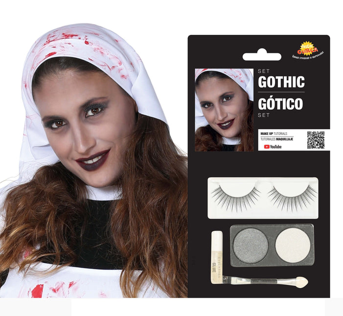 Make-Up Set Goth Zilver Wit 4 delig