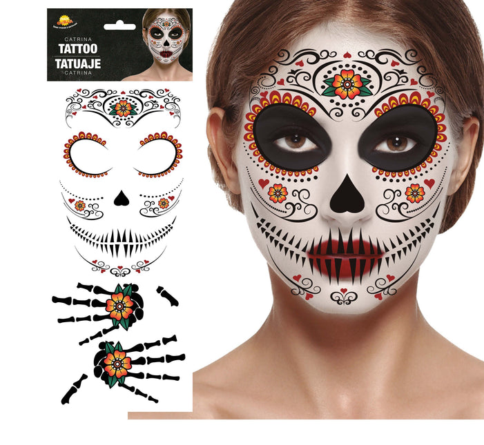 Dia De Los Muertos Gezicht Stickers 30x14 cm