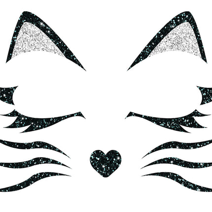 Gezicht Stickers Kat Glitter 20cm