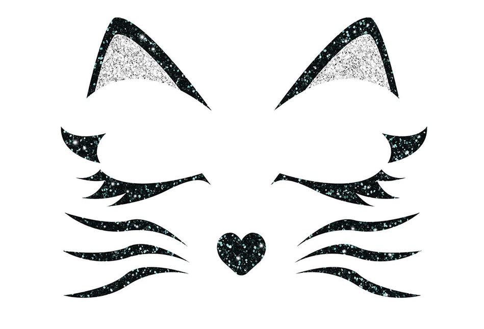 Gezicht Stickers Kat Glitter 20cm