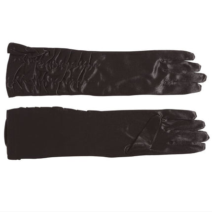 Halloween Handschoenen Fluweel Zwart 45cm