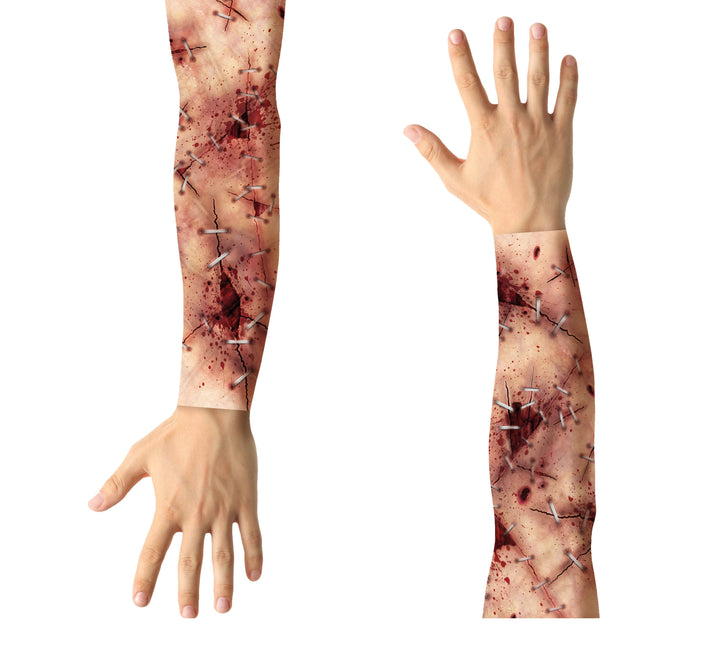 Halloween Nep Tattoosleeve Dichtgenaaide Wonden 2 delig