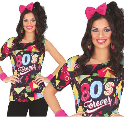 Neon 80S Shirt Gekleurd Dames