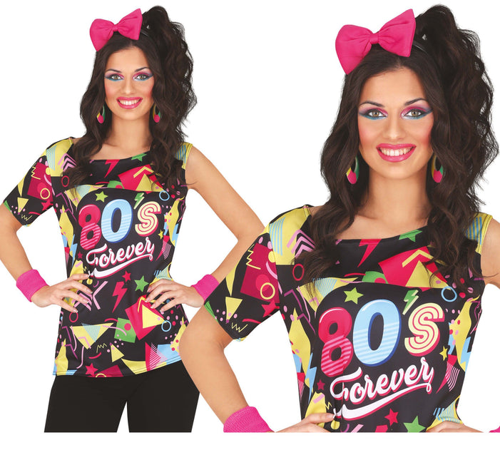 Neon 80S Shirt Gekleurd Dames