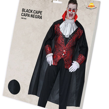 Halloween Zwarte Cape 1,4m