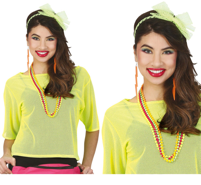 Visnet T/shirt Neon Geel Kort L