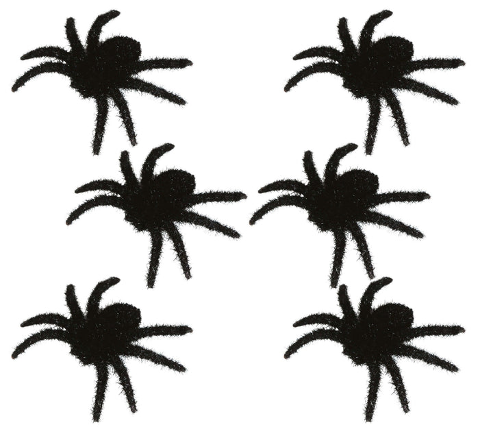 Halloween Decoratie Spinnen 6cm 6 delig