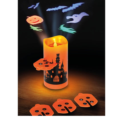 Halloween Led Projector Oranje Kaars 16cm