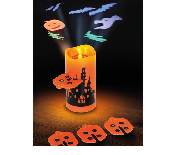 Halloween Led Projector Oranje Kaars 16cm