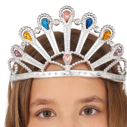 Silver tiara with gemstones, children