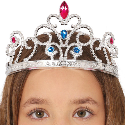 Silver tiara with gemstones, children