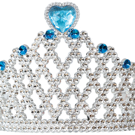 Ice princess silver tiara blue heart, children