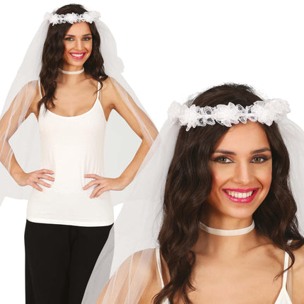 Bridal veil with flower crown, adult