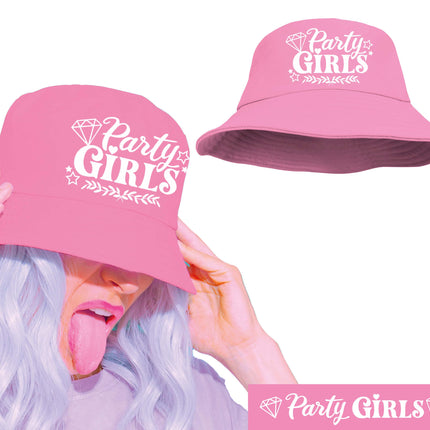 Pink party girls bucket hat, adults