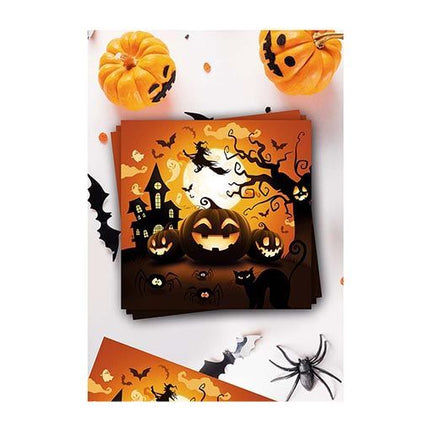 Halloween Servetten Pompoen 33cm 12st