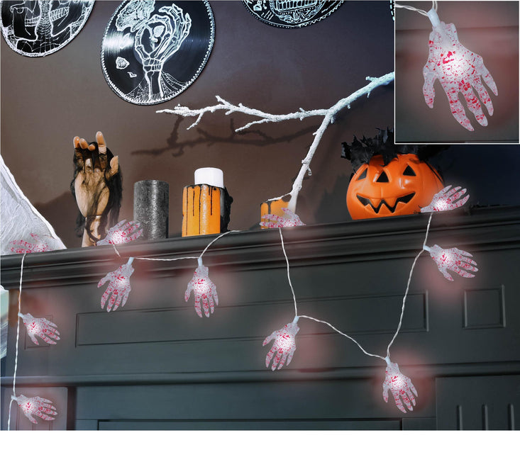 Halloween Lichtslinger LED Skelet Hand 1,15m