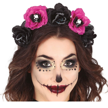 Zwarte Paarse Halloween Haarband Bloemen