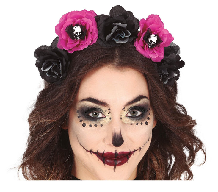 Zwarte Paarse Halloween Haarband Bloemen