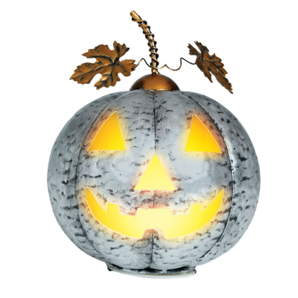 Halloween Decoratie Zilver Pompoen Met Licht 16cm