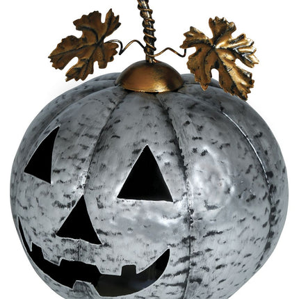 Halloween Decoratie Zilver Pompoen Met Licht 16cm