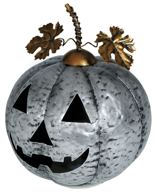 Halloween Decoratie Zilver Pompoen Met Licht 16cm