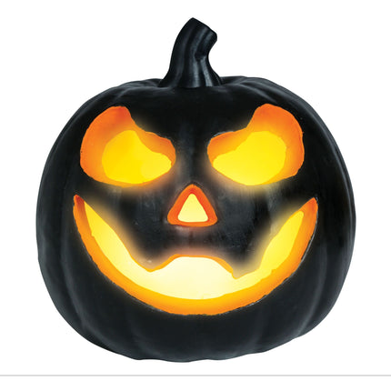 Halloween Tafeldecoratie Zwart Pompoen Met Licht 16cm