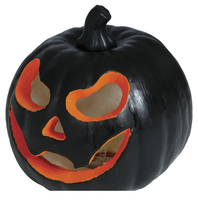 Halloween Tafeldecoratie Zwart Pompoen Met Licht 16cm