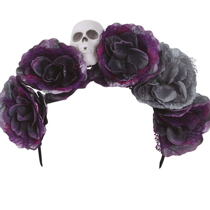 Halloween Tiara Bloemen Grijs