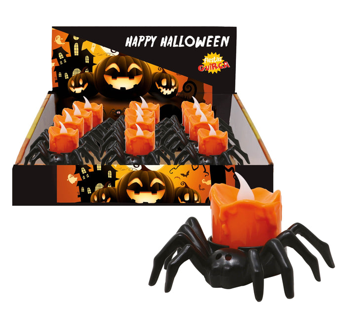 Halloween Tafeldecoratie Spin Met Kaars 6cm