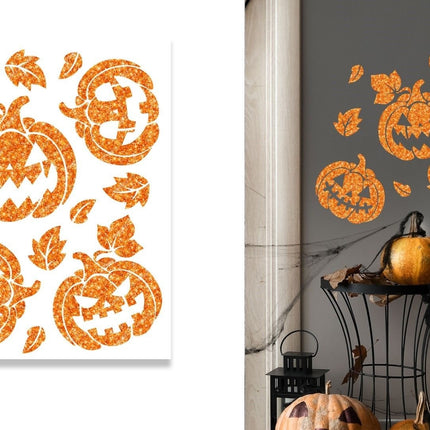 Halloween Wanddecoratie Stickers Pompoenen 11 delig