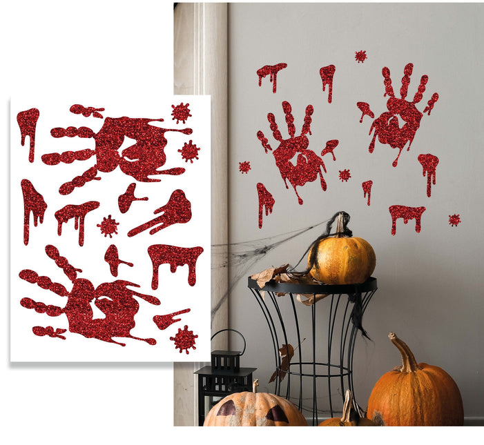 Halloween Muursticker Bloederige Handafdrukken 40cm