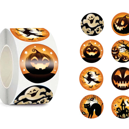 Halloween Stickers Zwart Oranje 200st