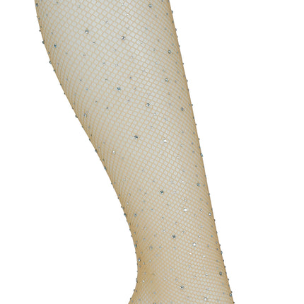 Tights small mesh with rhinestones Beige