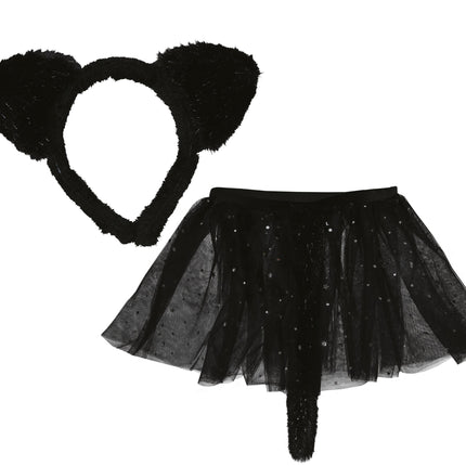 Black kitten tutu set, children