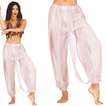 White belly dance trousers