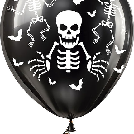 Halloween Ballonnen Zwart Skelet 30cm 16st