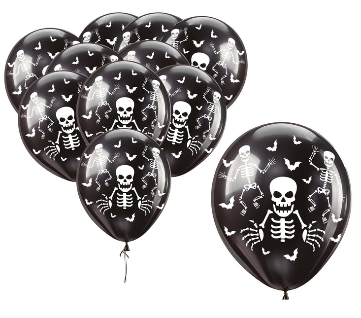 Halloween Ballonnen Zwart Skelet 30cm 16st