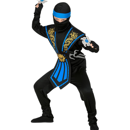 Kombat Ninja Blauw Met Wapens Kostuum Kind