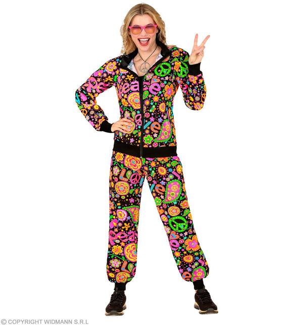 Trainingspak Hippie Neon Peace & Love Kostuum