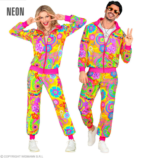 Trainingspak Hippie Neon Groovy Love Kostuum