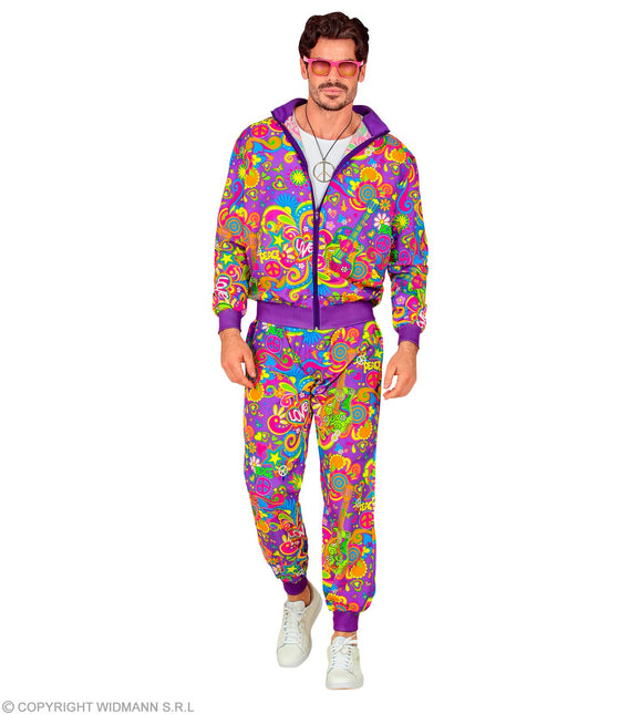 Trainingspak Hippie Neon Flower Power Kostuum