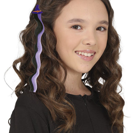 Halloween Hair Extension Zwart Paars 40cm