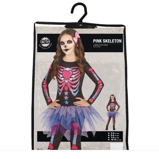 Skelet Halloween Kostuum Meisje Roze