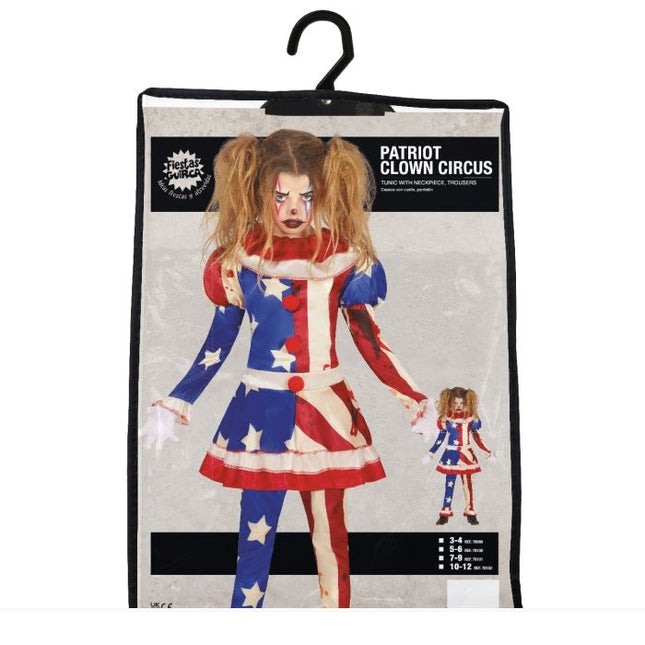 Horror Clown Halloween Kostuum Meisje Blauw Rood