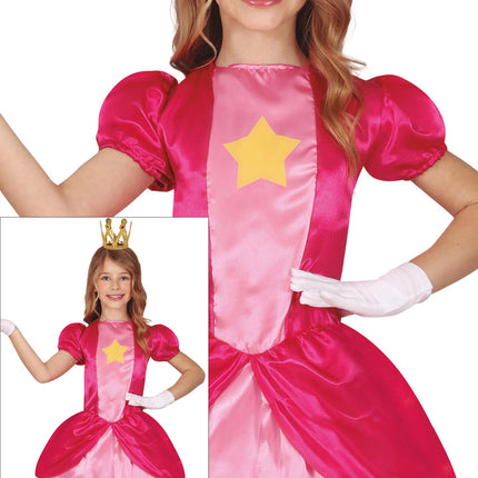 Prinses Peach Jurk Roze Meisje