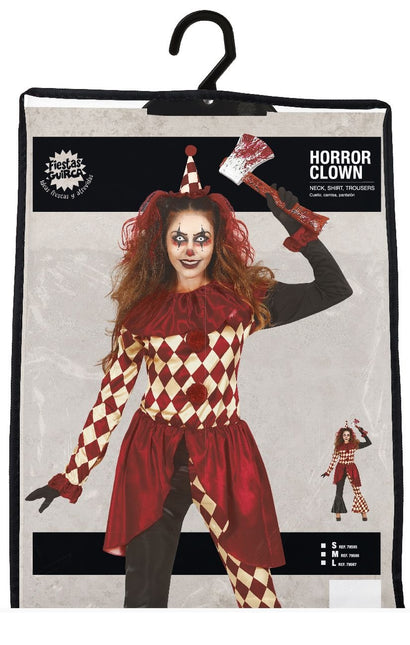 Horror Clown Halloween Kostuum Dames Rood Goud