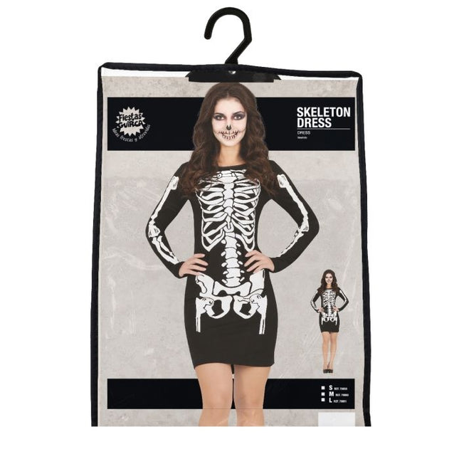 Skelet Halloween Jurk Dames Zwart Rood