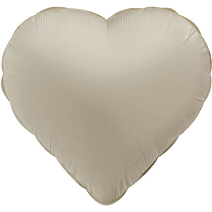 Helium Ballon Hart Creamy Latte Mat 45cm Leeg